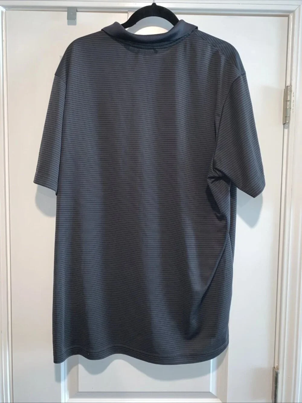 Adidas Men's XL Striped Golf Polo Shirt Black Short Sleeve Athletic Golf